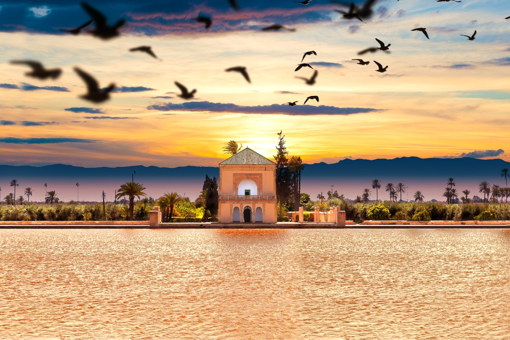 Jardines de Menara al atardecer.