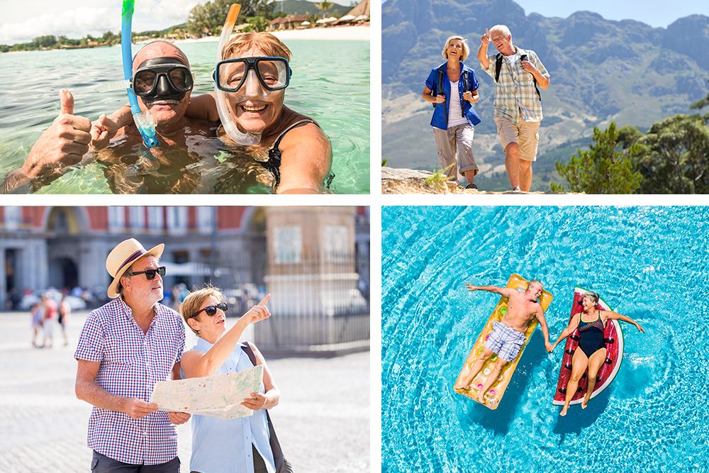 Parejas senior disfrutando de sus vacaciones en las mejores rutas por España para mayores de 55